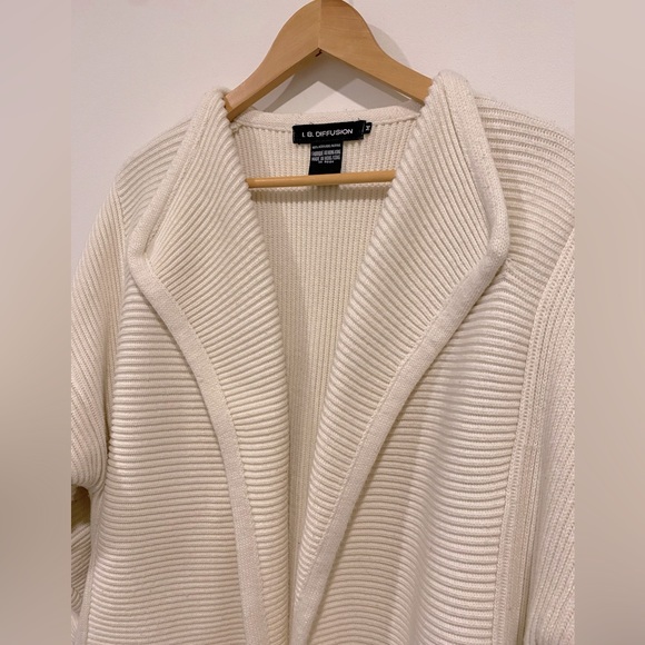 I.B. DIFFUSION oversized cream knit sweater jacket - Picture 2 of 5